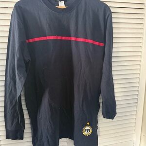 FIV Men's Navy Long Sleeve Tee with Red Stripe